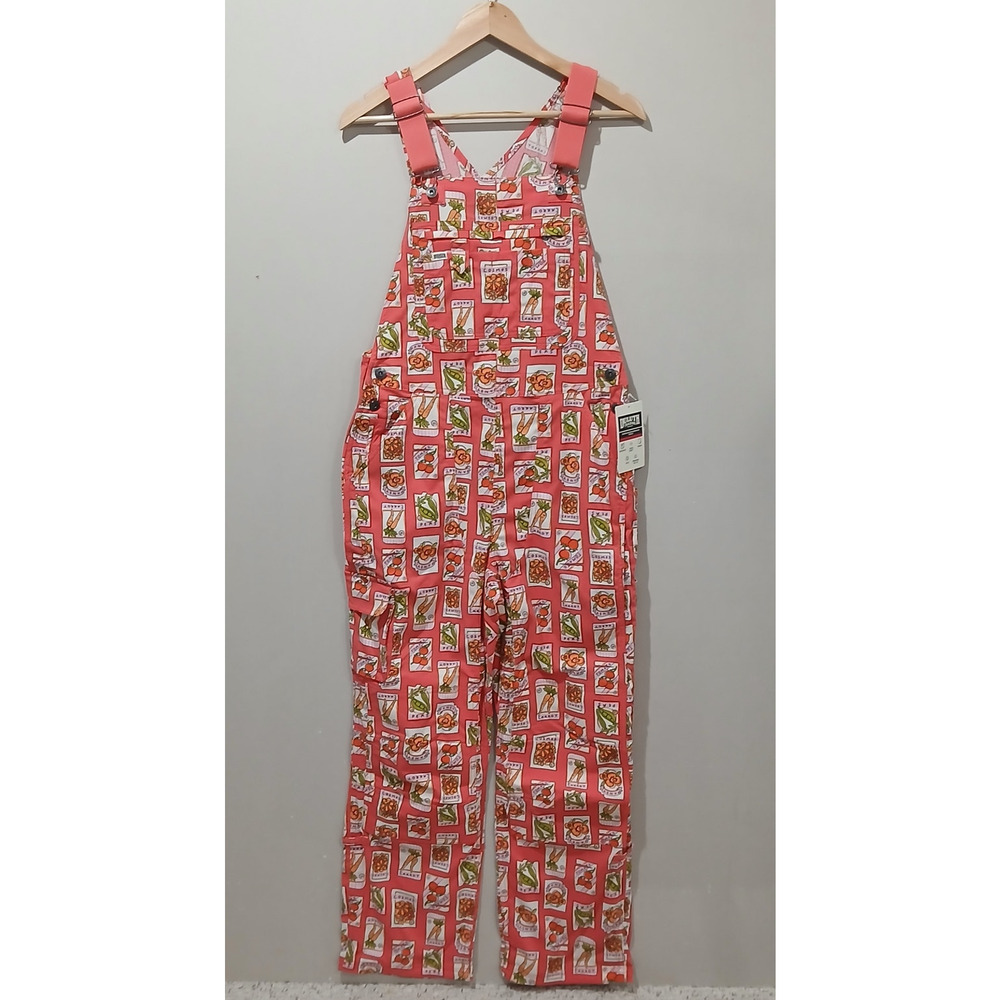 DULUTH TRADING Heirloom Gardening Bib Overalls Medium 31 NWT Coral Seed Packets - Picture 15 of 15